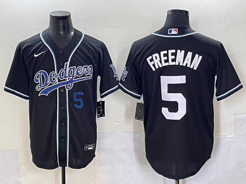 Men 2025 Los Angeles Dodgers #5 Freeman Black Three generations Fashion Nike MLB Jersey style 7043
